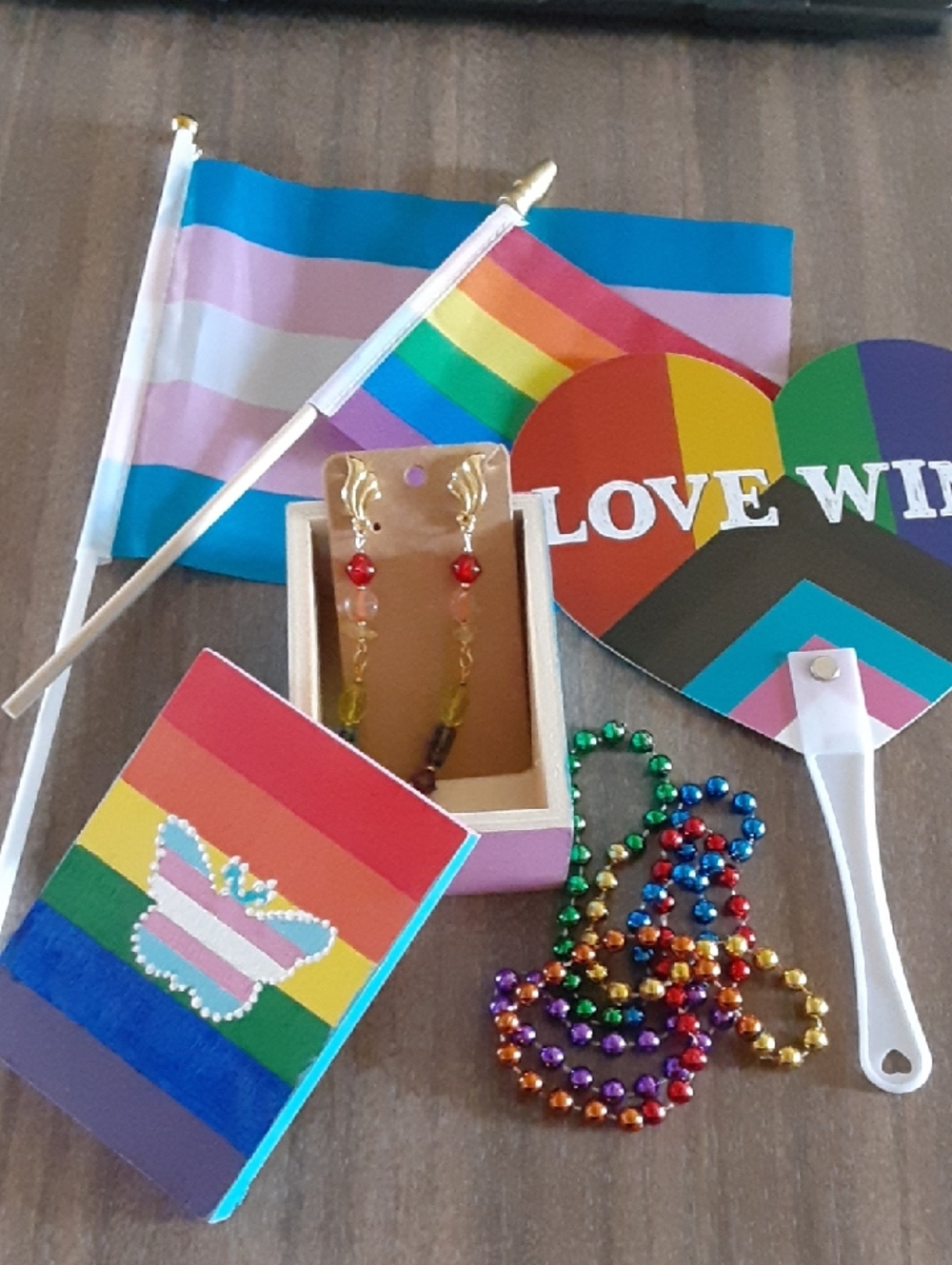 Bundle Hand-painted Rainbow Stripe and Trans Pride Butterfly, Jewlery, Pride
